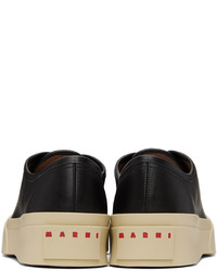 schwarze Leder niedrige Sneakers von Marni