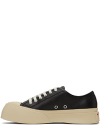 schwarze Leder niedrige Sneakers von Marni