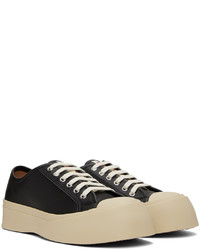 schwarze Leder niedrige Sneakers von Marni