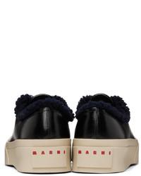 schwarze Leder niedrige Sneakers von Marni