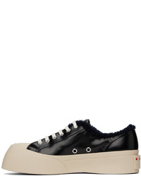 schwarze Leder niedrige Sneakers von Marni