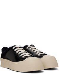 schwarze Leder niedrige Sneakers von Marni