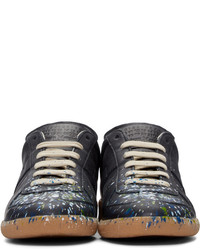 schwarze Leder niedrige Sneakers von Maison Margiela