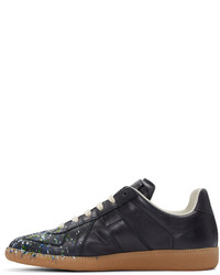 schwarze Leder niedrige Sneakers von Maison Margiela