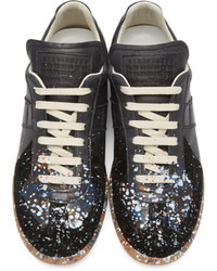 schwarze Leder niedrige Sneakers von Maison Margiela