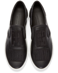 schwarze Leder niedrige Sneakers von Marcelo Burlon County of Milan