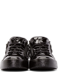 schwarze Leder niedrige Sneakers von Giuseppe Zanotti