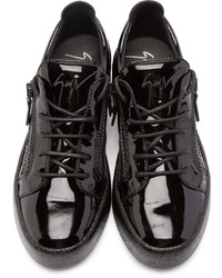 schwarze Leder niedrige Sneakers von Giuseppe Zanotti