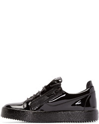 schwarze Leder niedrige Sneakers von Giuseppe Zanotti