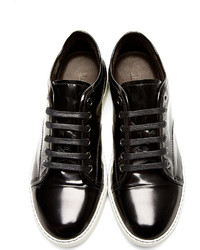 schwarze Leder niedrige Sneakers von Lanvin