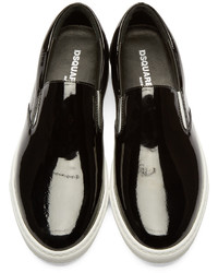 schwarze Leder niedrige Sneakers von DSQUARED2