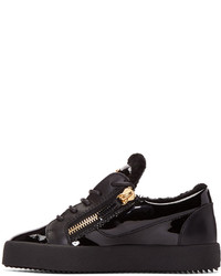 schwarze Leder niedrige Sneakers von Giuseppe Zanotti