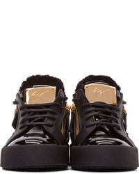 schwarze Leder niedrige Sneakers von Giuseppe Zanotti