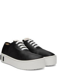 schwarze Leder niedrige Sneakers von Marni