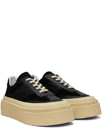 schwarze Leder niedrige Sneakers von MM6 MAISON MARGIELA