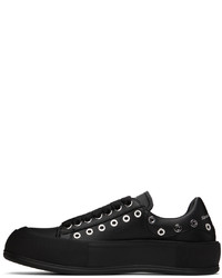 schwarze Leder niedrige Sneakers von Alexander McQueen