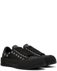 schwarze Leder niedrige Sneakers von Alexander McQueen