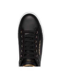 schwarze Leder niedrige Sneakers von Dolce & Gabbana