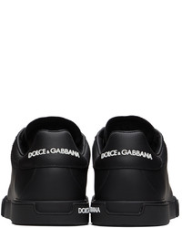 schwarze Leder niedrige Sneakers von Dolce & Gabbana