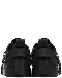 schwarze Leder niedrige Sneakers von Dolce & Gabbana