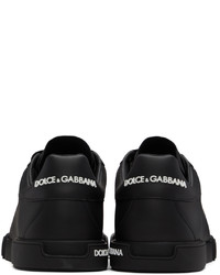 schwarze Leder niedrige Sneakers von Dolce & Gabbana