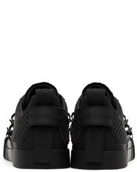 schwarze Leder niedrige Sneakers von Dolce & Gabbana