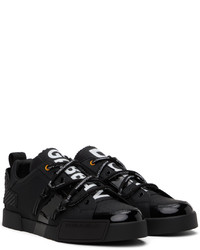 schwarze Leder niedrige Sneakers von Dolce & Gabbana