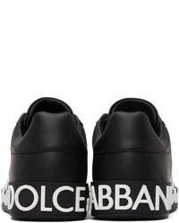 schwarze Leder niedrige Sneakers von Dolce & Gabbana