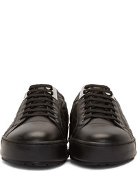 schwarze Leder niedrige Sneakers von Neil Barrett