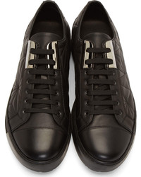 schwarze Leder niedrige Sneakers von Neil Barrett