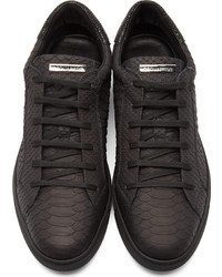 schwarze Leder niedrige Sneakers von DSQUARED2