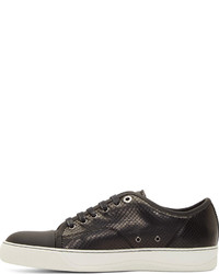 schwarze Leder niedrige Sneakers von Lanvin