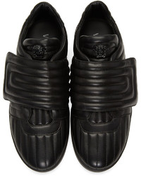 schwarze Leder niedrige Sneakers von Versace