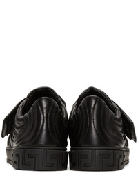 schwarze Leder niedrige Sneakers von Versace