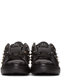 schwarze Leder niedrige Sneakers von Valentino