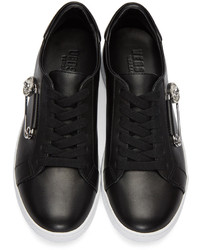 schwarze Leder niedrige Sneakers von Versus