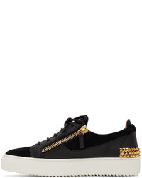 schwarze Leder niedrige Sneakers von Giuseppe Zanotti