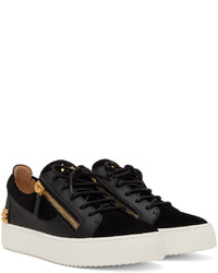 schwarze Leder niedrige Sneakers von Giuseppe Zanotti