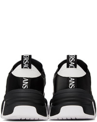 schwarze Leder niedrige Sneakers von VERSACE JEANS COUTURE