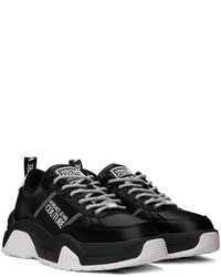 schwarze Leder niedrige Sneakers von VERSACE JEANS COUTURE