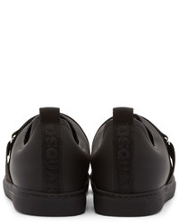 schwarze Leder niedrige Sneakers von DSQUARED2