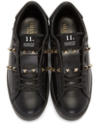 schwarze Leder niedrige Sneakers von Valentino