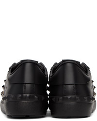 schwarze Leder niedrige Sneakers von Valentino Garavani