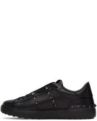 schwarze Leder niedrige Sneakers von Valentino Garavani