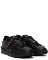 schwarze Leder niedrige Sneakers von Valentino Garavani