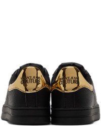 schwarze Leder niedrige Sneakers von VERSACE JEANS COUTURE