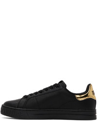 schwarze Leder niedrige Sneakers von VERSACE JEANS COUTURE