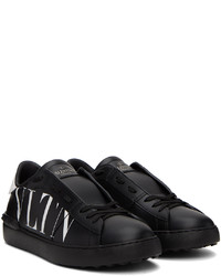 schwarze Leder niedrige Sneakers von Valentino Garavani