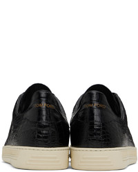 schwarze Leder niedrige Sneakers von Tom Ford