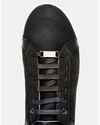 schwarze Leder niedrige Sneakers von Ted Baker